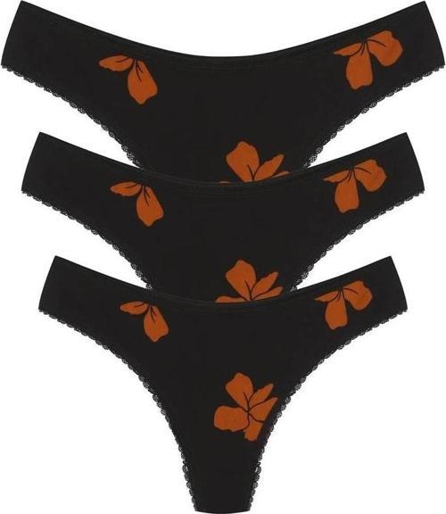 Giyim Pamuklu 3lü Tanga Külot Siyah