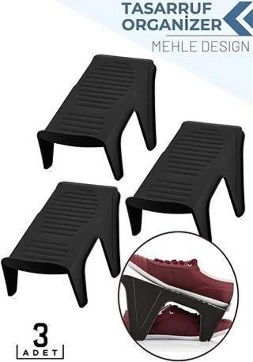 3’lü Ayakkabı Düzenleyici Set – Çift Katlı TaSarım | Dolap İçi Alan Tasarrufu | Kaymaz Yüzey