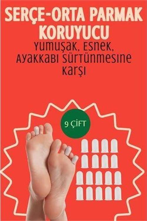 9 Çift Silikon Parmak Koruyucu – Serçe ve Orta Parmak Uyumlu | Yumuşak, Esnek, Ayakkabı Sürtünmesine