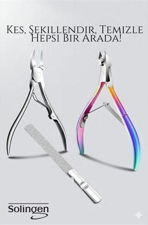 3’lü Paslanmaz Manikür Seti – Tırnak Makası, Et Pens, Kavisli Makas | Evde Profesyonel Bakım