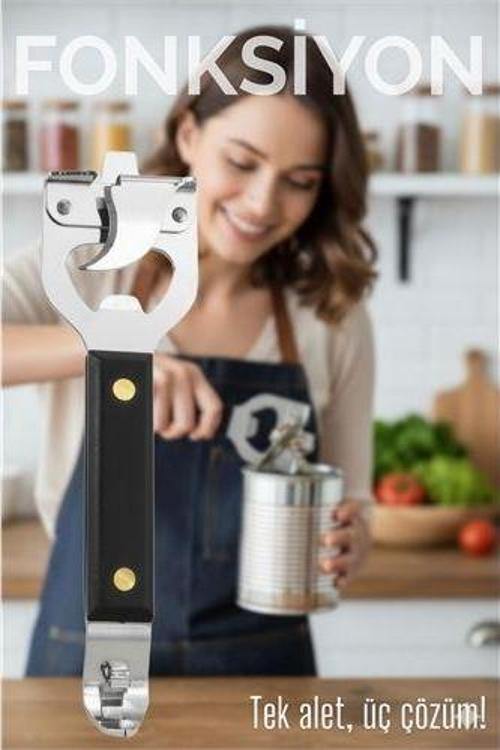 3’ü 1 Arada Konserve Açacağı – Şişe Açacağı ve Kapak Kaldıracı Paslanmaz Çelik