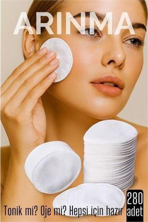 280'li Kozmetik Disk Pamuk Premium Makyaj Temizleme Pamuğu Tonik ve Oje İçin Çift Taraflı Diskler