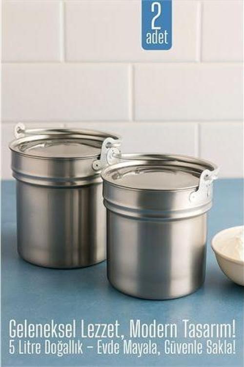 2'li Yoğurt Bakracı – Paslanmaz Çelik 5'litre |  Kapaklı, Hijyenik ve Dayanıklı