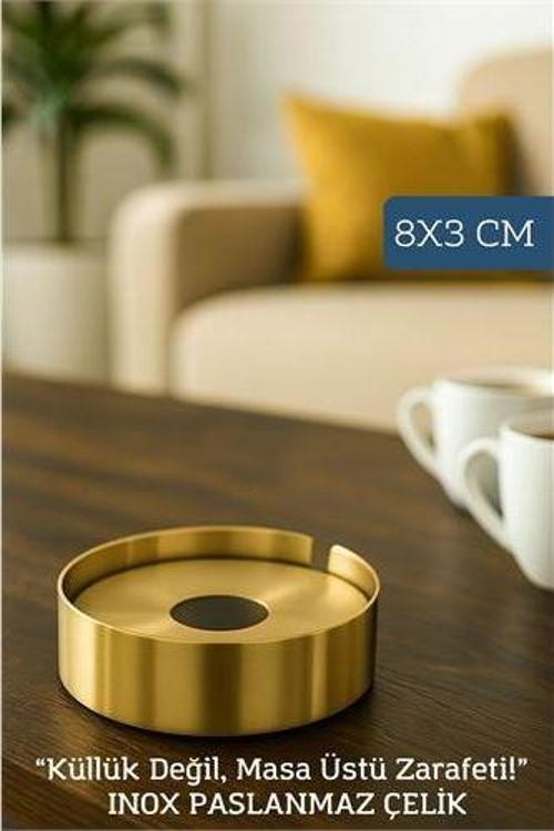 Gold Inox 1 MM Scotch Çelik Küllük – 8 cm x 3 cm | Modern, Hijyenik ve Dayanıklı TaSarım