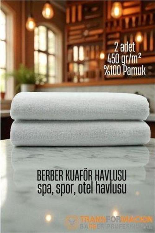 Kuaför Berber Havlusu 2 ADET Pamuk Berber Havlusu 50x90 Beyaz