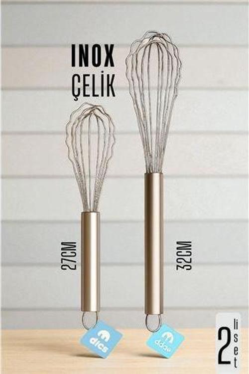 Inox Çelik Çırpıcı + Uzun Kısa 2'li Çırpıcı Seti