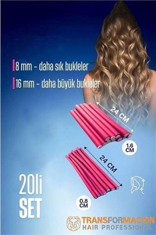 Sosis Latex Bigudi - Isısız Saç Bigudisi 8 ve 18 mm 20 Adet