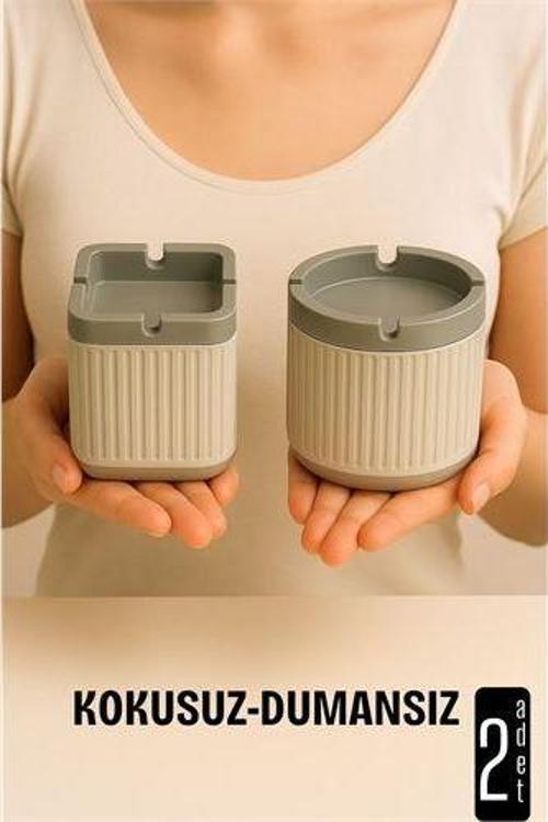 Kokusuz Dumansız Küllük - 2'li Küllük Seti Kafe Küllüğü Restoran Küllüğü Masaüstü Küllük