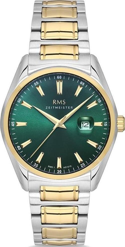 Rms Zeitmeister RMS.1.AG1510.07 Bombeli Takvim Kristal Cam 5 Atm Suya Dayanıklı Metalik-Altın Renk Erkek Kol Saati