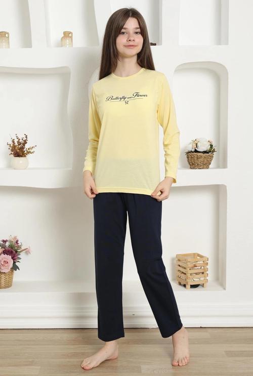 Giyim Kız Çocuk Penye Pijama Takım Sarı