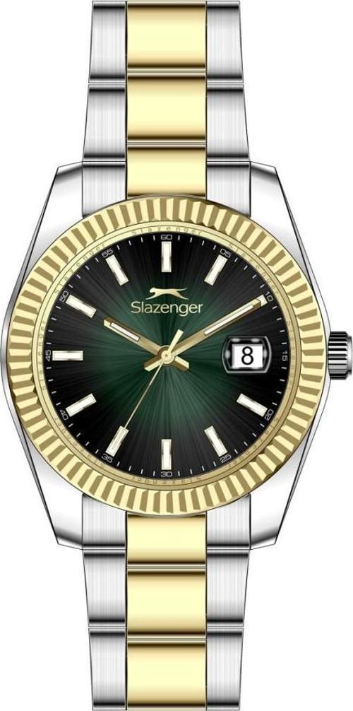 SL.09.2606.1.01 Bombeli Takvim Çelik Kasa Çelik Kordon Metalik-Altın Renk Erkek Kol Saati