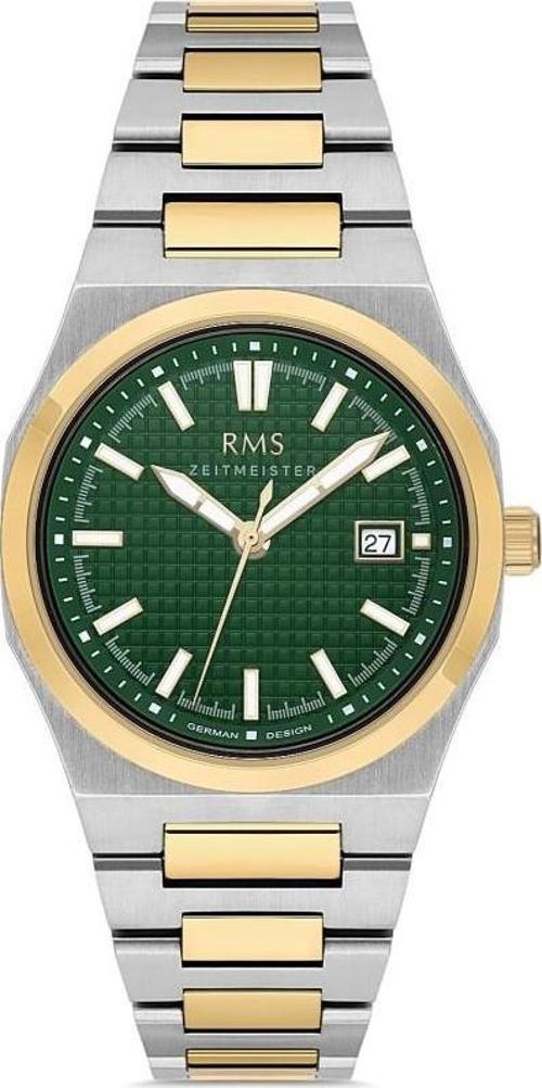 Rms Zeitmeister RMS.1.AG1611.08-C Kristal Cam Takvimli 5 Atm Suya Dayanıklı Metalik-Altın Renk Erkek Kol Saati