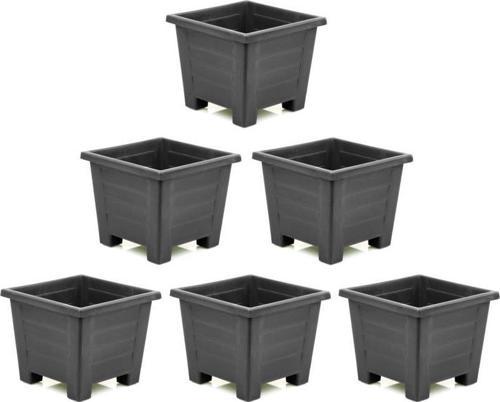 SY-5846 Dekoratif Plastik Kare Ayaklı Saksı 7 lt Antrasit 6 Adet