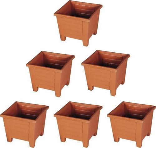 SY-5846 Dekoratif Plastik Kare Ayaklı Saksı 7 lt Kiremit 6 Adet
