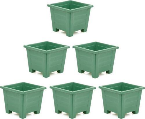 SY-5846 Dekoratif Plastik Kare Ayaklı Saksı 7 lt Yeşil 6 Adet