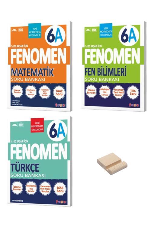 6. Sınıf A Serisi Matematik Türkçe ve Fen 3lü Soru Bankası + Telefon Standı