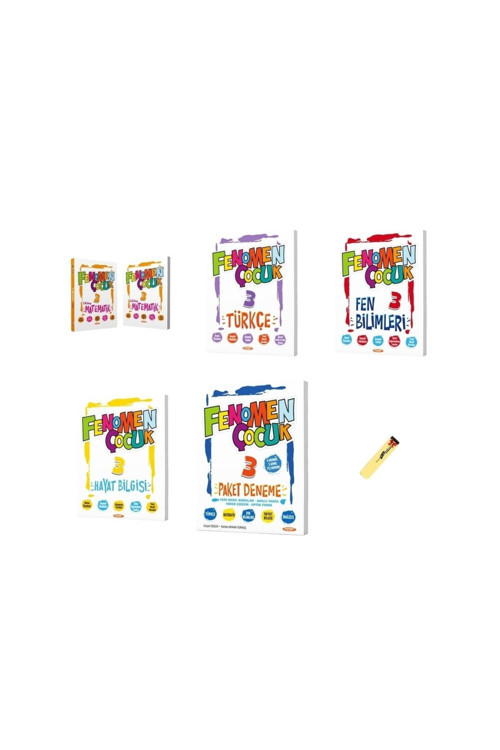 Fenomen Çocuk 3. Sınıf Matematik 1-2 Türkçe Hayat Bilgisi Fen ve Haftalık Deneme 5li Set