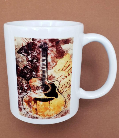 Vintage Tasarım Gitar Baskılı Kupa