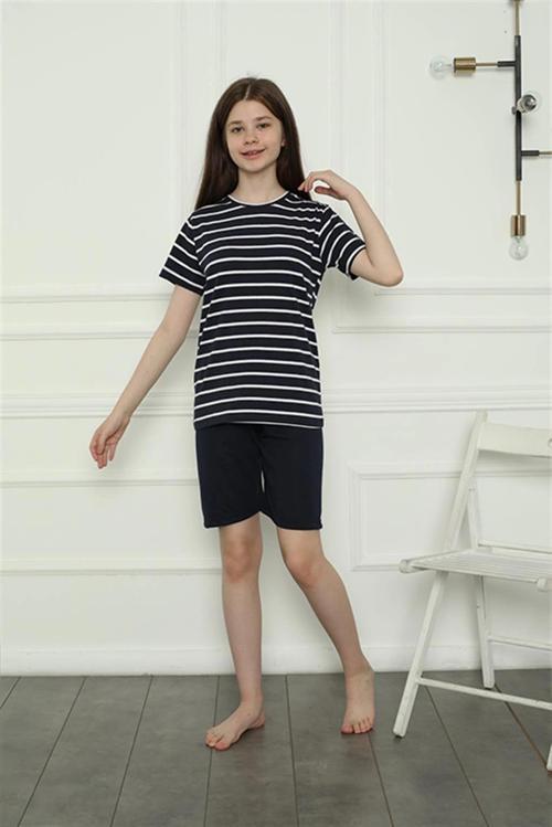 Giyim Kız Çocuk Penye Şortlu Pijama Takım Lacivert