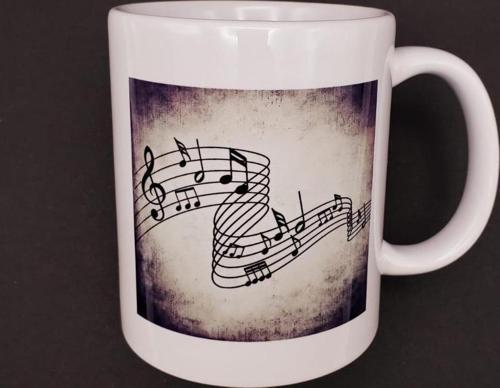 Müzik Notaları Tasarımlı Kupa Bardak