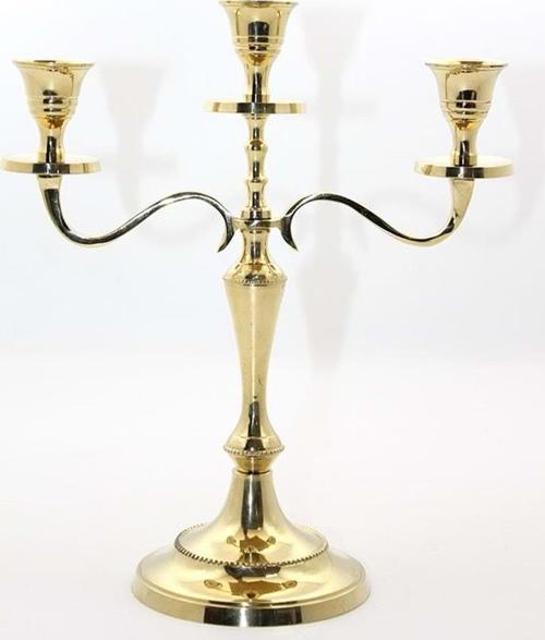 Pirinç 3'Lü Şamdan