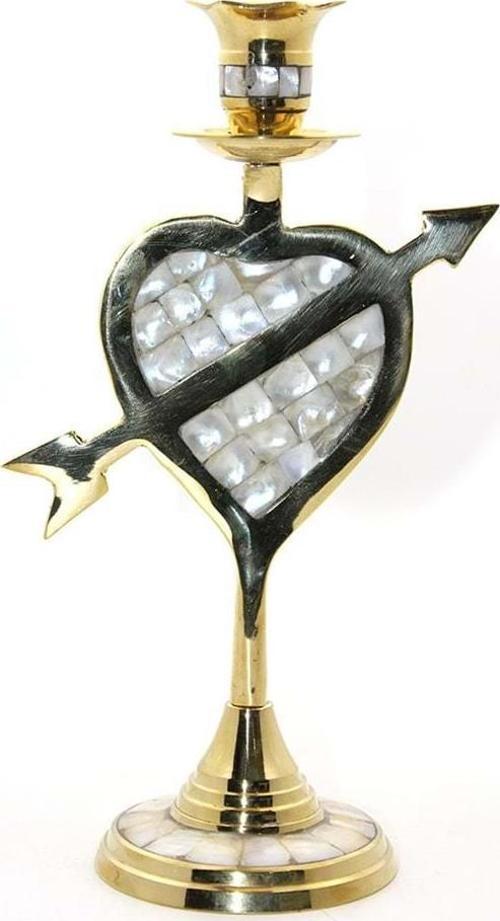 Pirinç Sedefli Tekli Şamdan