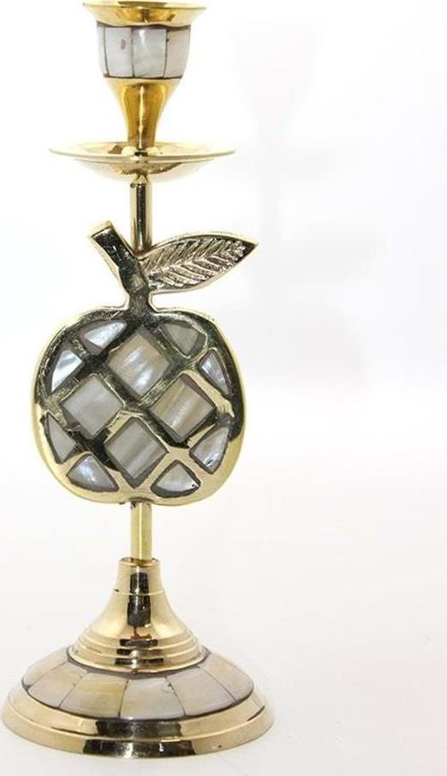 Pirinç Sedefli Tekli Şamdan