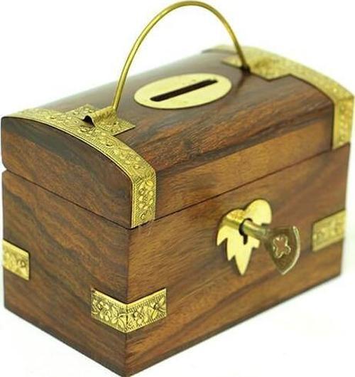 Kumbara Kilitli Ahşap Kutu Kumbara Hediyelik