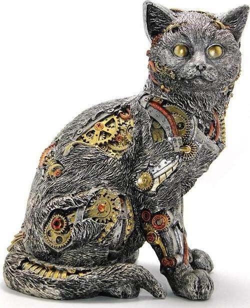 Steampunk Polyester Kedi Figürü Alk2455
