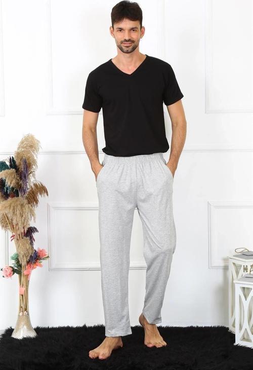 Giyim Erkek Pamuk Gri Tek Alt Pijama