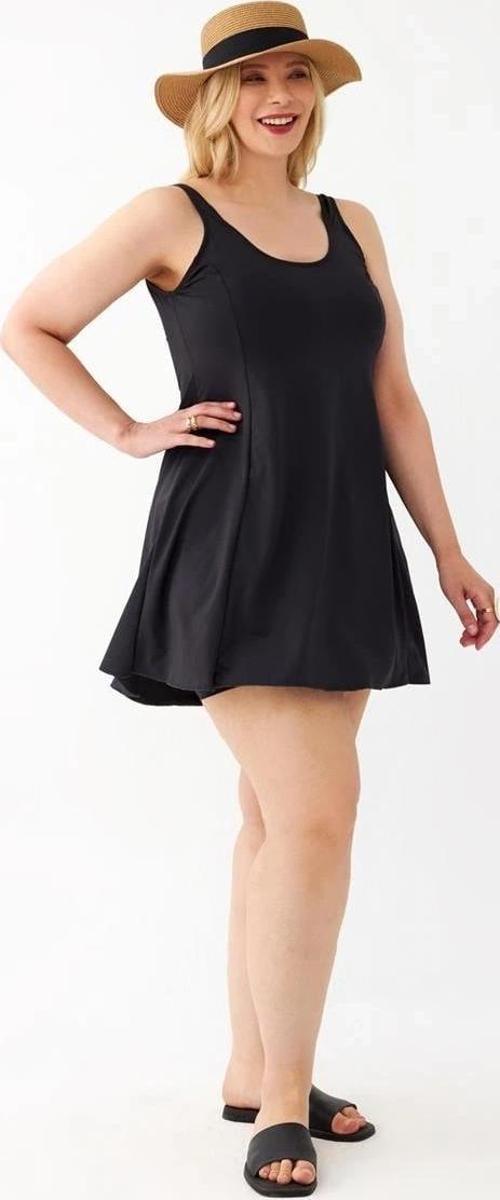 Giyim Kadın Siyah Büyük Beden Düz Elbise Mayo