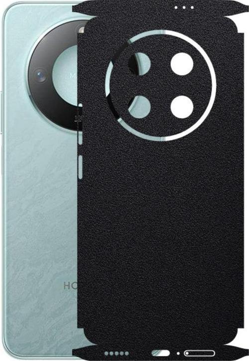 Honor Magic 7 Lite ile Uyumlu 360 Arka Kaplama  Deri Desenli Siyah