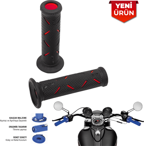 Motosiklet ve Bisiklet İçin Kaydırmaz Gidon Elciği (Takım)