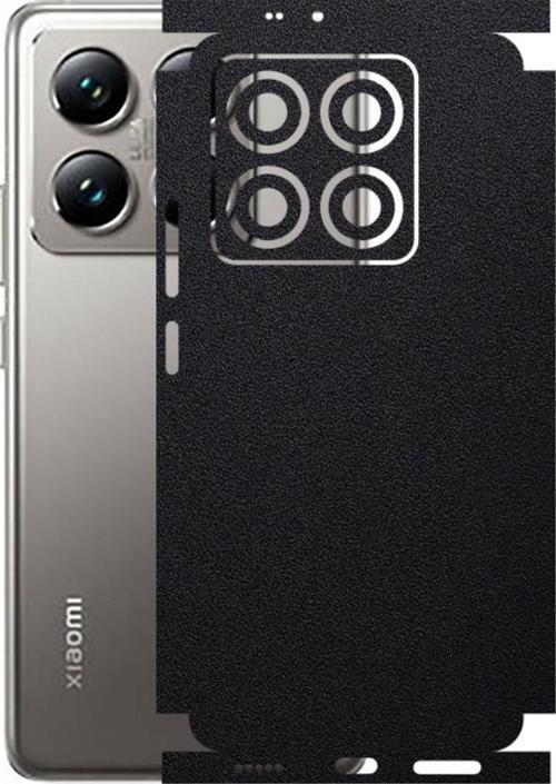 Xiaomi 14T Pro ile Uyumlu 360 Arka Kaplama  Deri Desenli Siyah