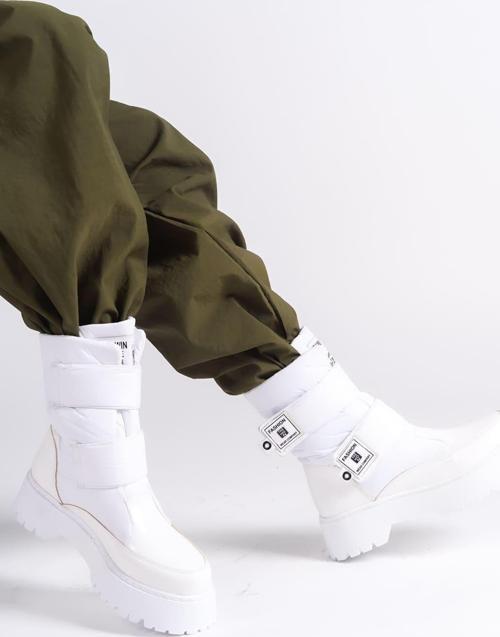 ELISA Cırt Cırtlı  Paraşüt Kumaş Rugan Kadın Bot RBT - Beyaz