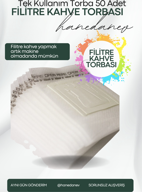 Filtre Kahve Torbası 50 Adet Boş Pratik Filtre Kahve Kağıdı