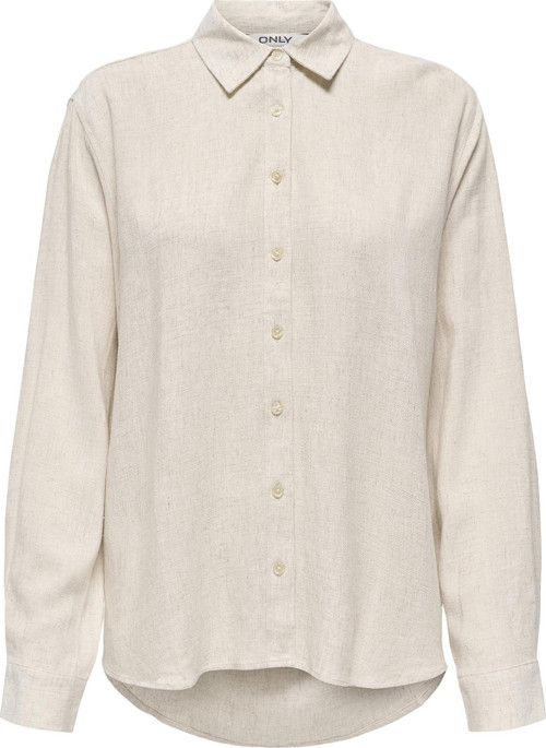 Onlsiesta Keten Karışımlı Oversize Fit Önü Kısa Arkası Uzun Bayan Gömlek 15347208 AÇIK BEJ
