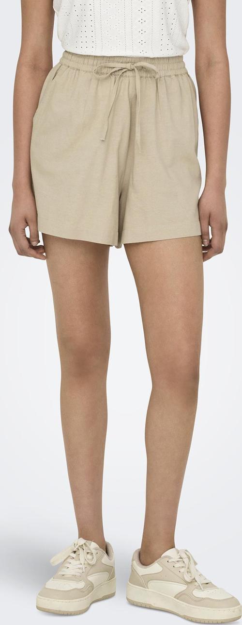 Onljakiri Keten Karışımlı Comfort Fit Belden Bağlamalı Bayan Short 15346498 BEJ