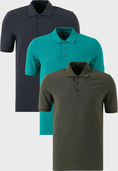 Pamuklu Regular Fit Düğmeli Polo Yaka 3'lü Paket Erkek T Shirt 5902127S3 Haki-Antrasit-Benetton