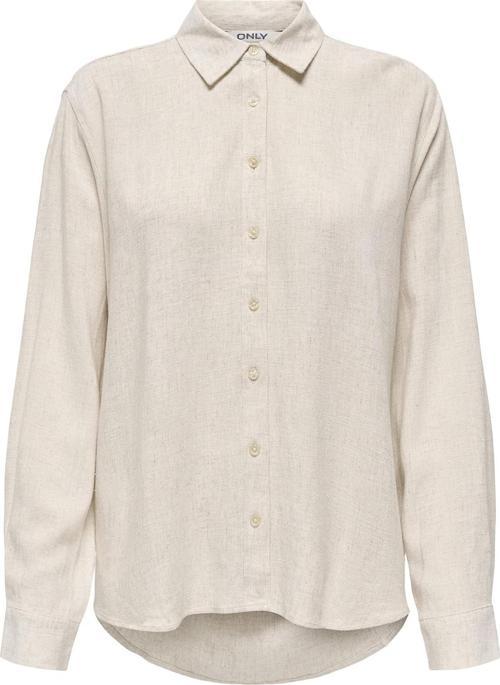 Onlsiesta Keten Karışımlı Oversize Fit Önü Kısa Arkası Uzun Bayan Gömlek 15347208 AÇIK BEJ