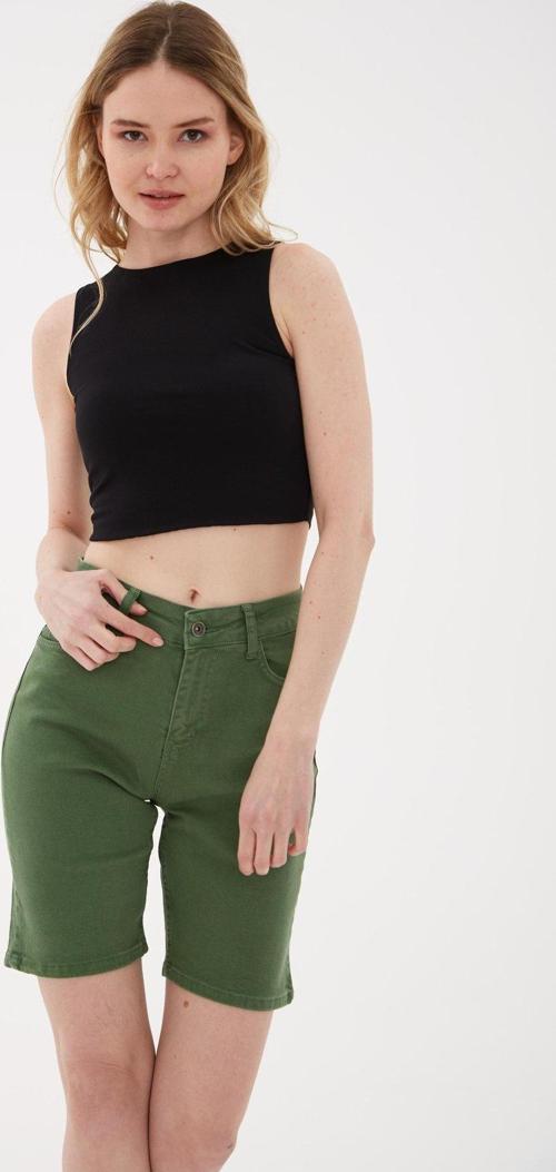 Pamuklu Slim Fit Bisiklet Yaka Bayan Crop 25Y0326K1 SİYAH