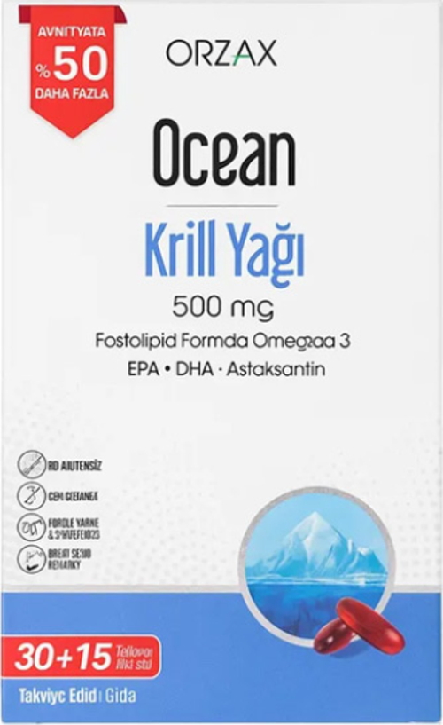 Krill Oil 500 mg 45 Kapsül - %50 Daha Fazla