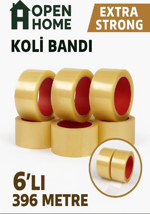 6 Adet-264 Metre Şeffaf Koli Bandı – Extra Strong 40 Micron Kalınlık, Güçlü Yapışkan