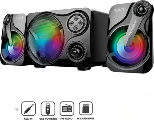 Leerfei SP-60 2.1 Bluetooth Hoparlör Sistemi | RGB Işıklı Subwoofer ve Uydu Hoparlörler | USB, TF Ka