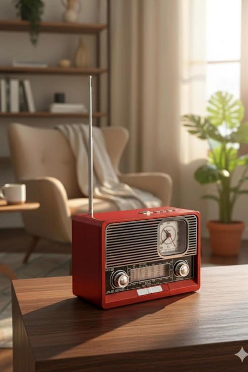 Blackbird Kırmızı Ktf-1647 Nostaljik Ahşap Görünümlü FM Radyo | USB/TF Kart MP3 El Feneri