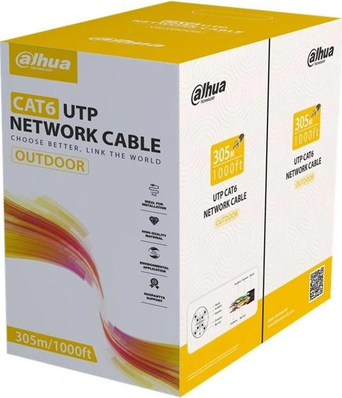 Dh-pfm920-6un U/utp 305 Metre 24awg %100 Bakır Pe Dış Ortam Outdoor Siyah Renk Cat6 Kablo