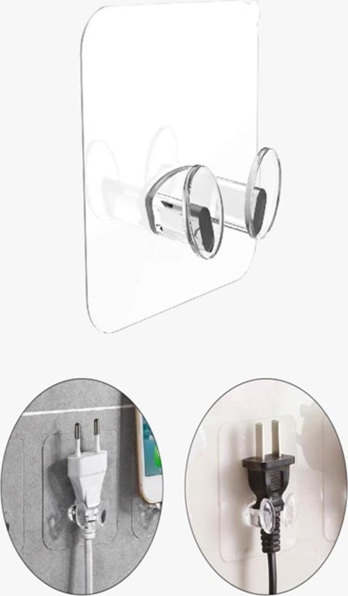 Kendinden Yapışkanlı Şeffaf Kablo Tutucu Diş Fırçası Askısı