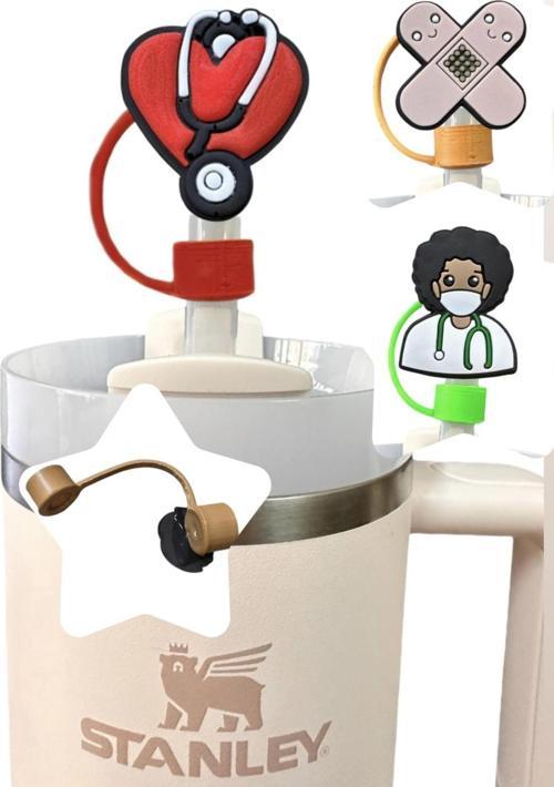 Termos Uyumlu 3 Adet (10Mm) Toz Geçirmez Hastane Doktor Hemşire Figürlü Quencher Pipet Tıpası Kapağı