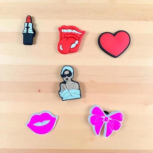 Jibbitz Terlik Süsü Karışık 6 Adet Dudak Kalp Ruj