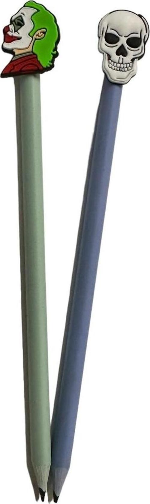 3D Kuru Kafa Joker Figürlü Kalem Başlığı Ve Kurşun Kalem A06 2 Li Set